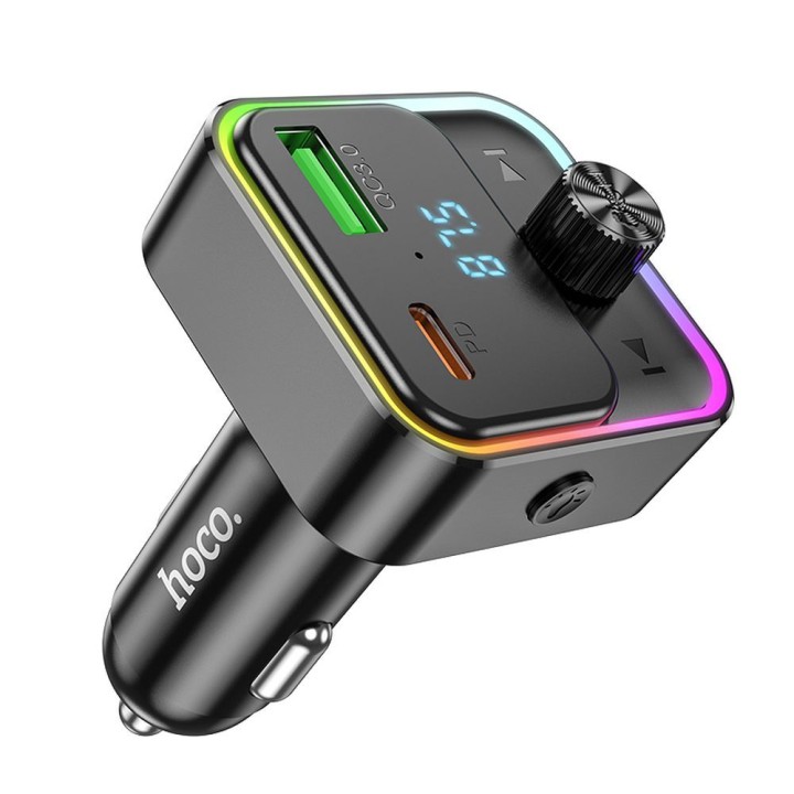 Автомобильное зарядное устройство Hoco USB A + USB C QC3.0 PD 30W с трансмиттером E81 черное