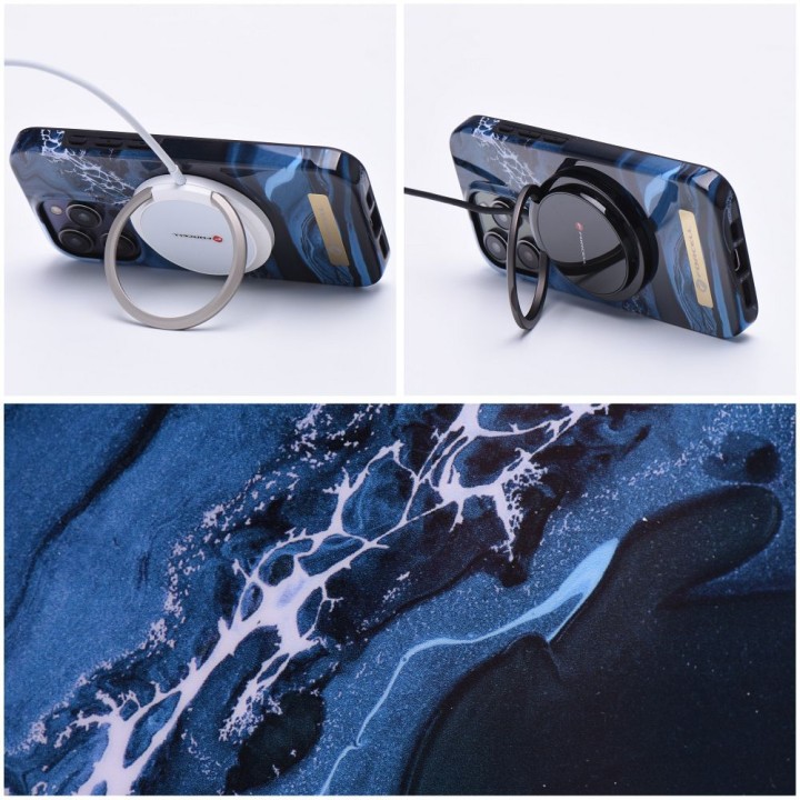 Case for iPhone 15 PLUS Forcell F-Protect Mirage MagSafe compatible ocean marble