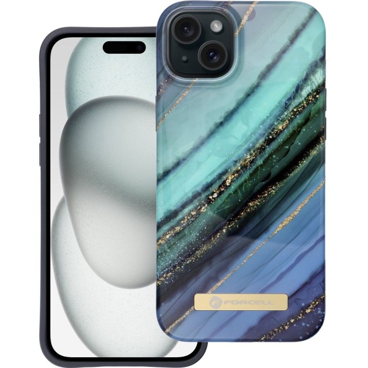 Case for iPhone 15 PLUS Forcell F-Protect Mirage compatible with MagSafe jade marble
