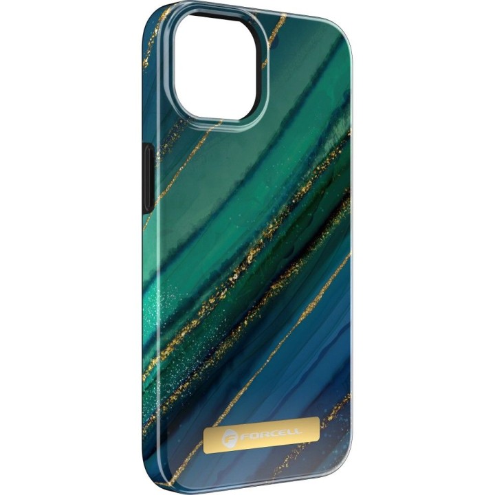Чехол для iPhone 15 PLUS Forcell F-Protect Mirage совместимый с MagSafe jade marble