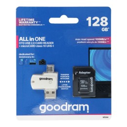 GOODRAM кардрідер пам'яті USB A + Micro USB ALL IN ONE M1A4 + карта microSD 128GB з адаптером