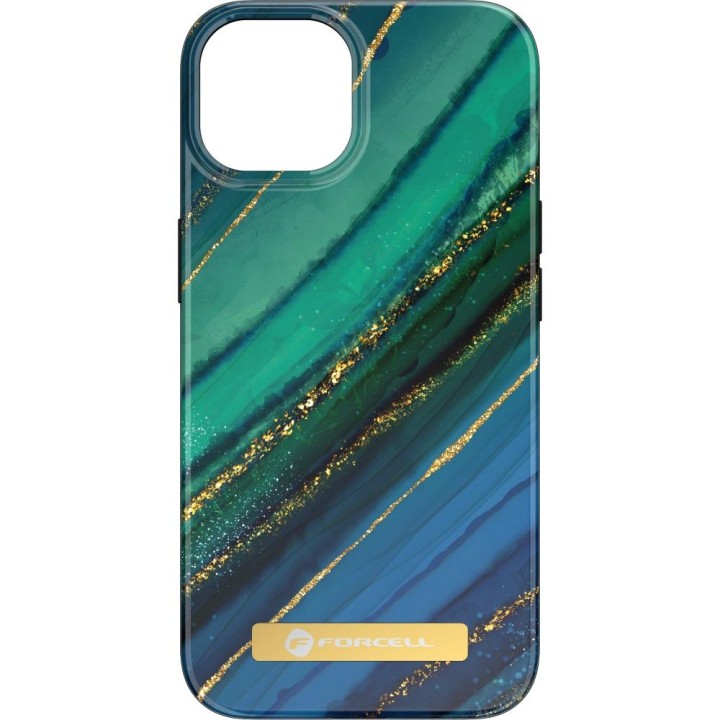 Case for iPhone 15 PLUS Forcell F-Protect Mirage compatible with MagSafe jade marble
