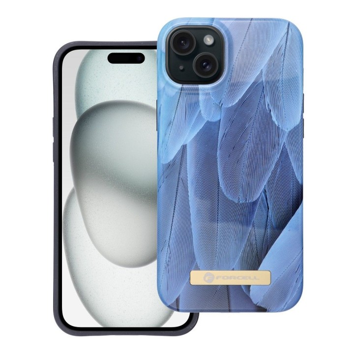 Чехол для iPhone 15 PLUS Forcell F-Protect Mirage совместимый с MagSafe blue bird