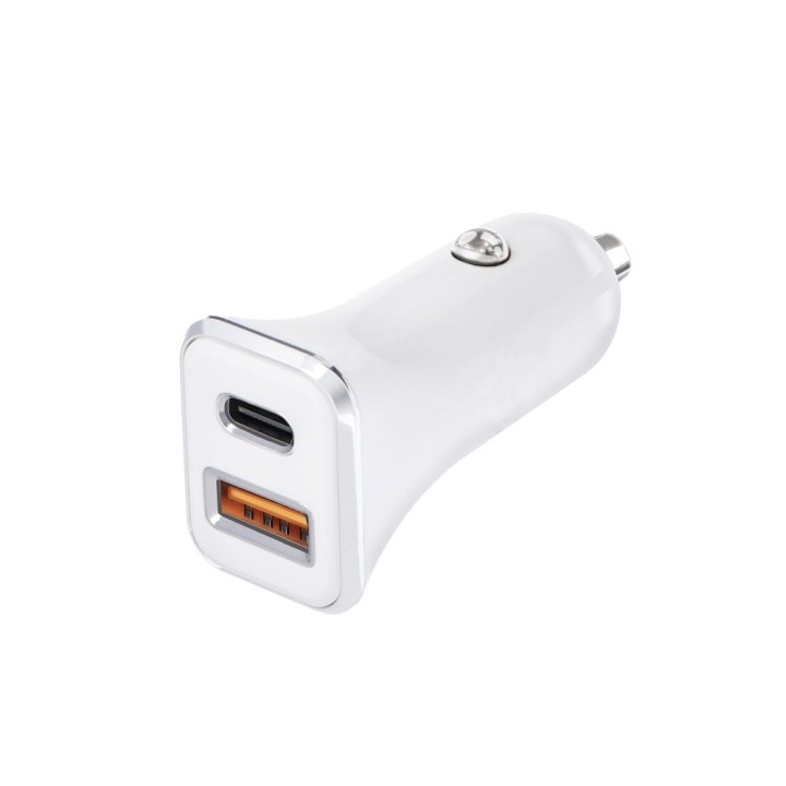 FORCELL ładowarka samochodowa USB 3.0 + USB C Quick Charging + Power Delivery PD20W 4A CC-QCPD01 biała
