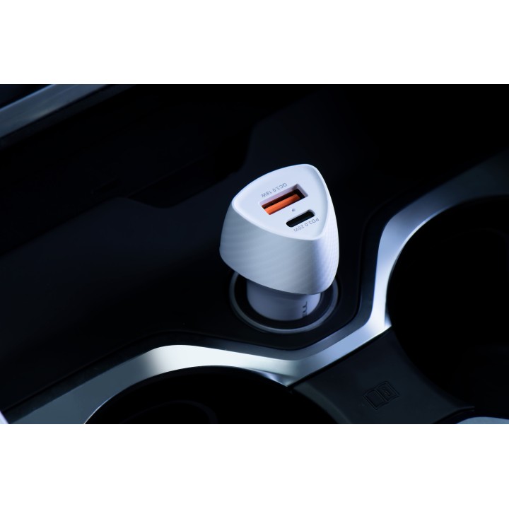 Ładowarka samochodowa Forcell F-Energy Carbon USB C + USB A QC3.0 PD 3A 38W CC50-1A1C biała