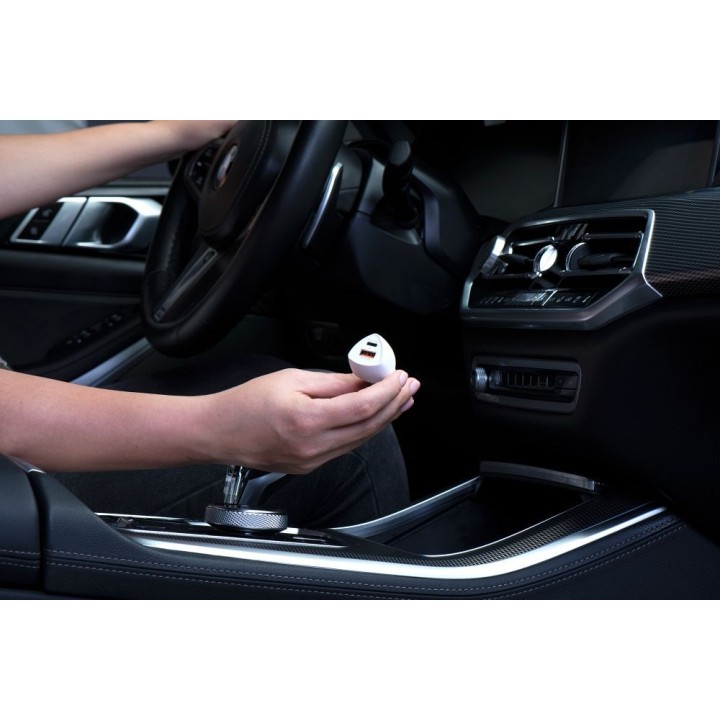 Car charger Forcell F-Energy Carbon USB C + USB A QC3.0 PD 3A 38W CC50-1A1C white