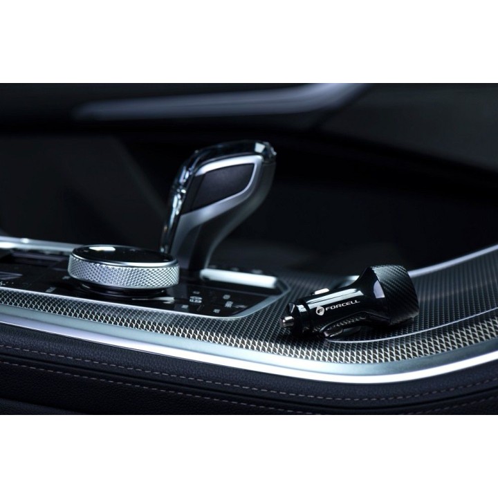 Автомобільний зарядний пристрій Forcell F-Energy Carbon USB A QC3.0 3A 18W CC50-1A чорний