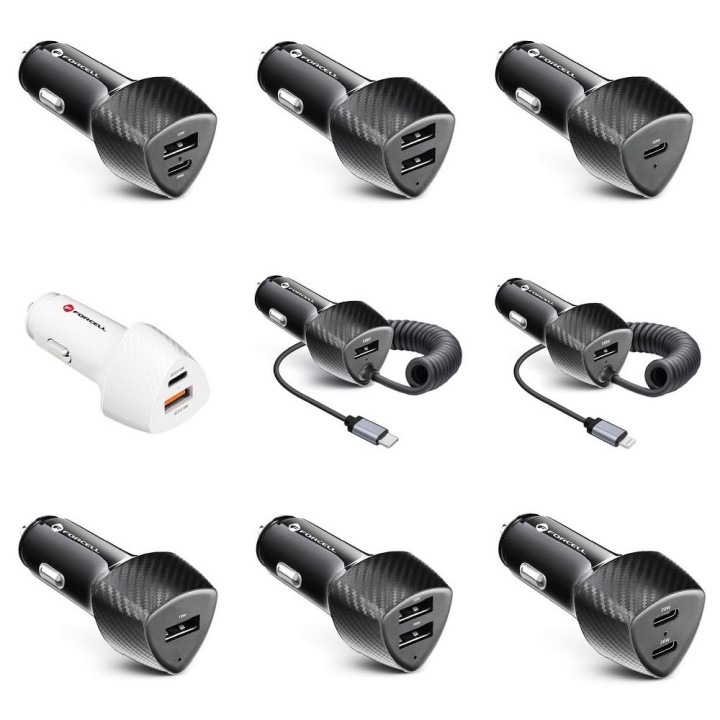 Ładowarka samochodowa Forcell F-Energy Carbon USB C + USB A QC3.0 PD 3A 38W CC50-1A1C biała