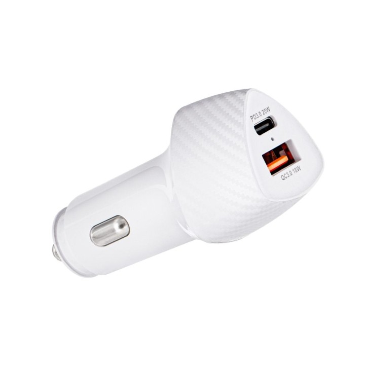Car charger Forcell F-Energy Carbon USB C + USB A QC3.0 PD 3A 38W CC50-1A1C white