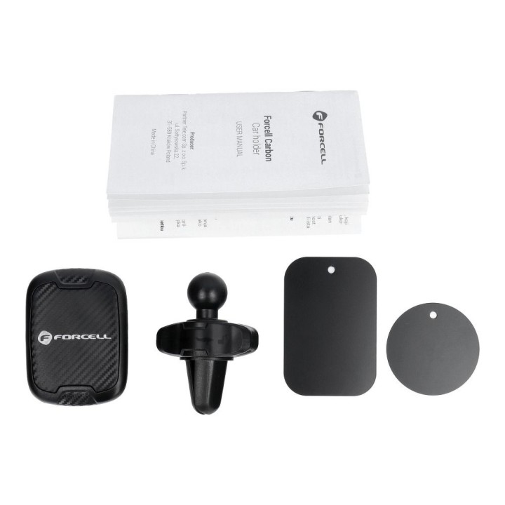 Phone holder for car magnetic Forcell F-Grip Carbon H-CT325 for the air vent black
