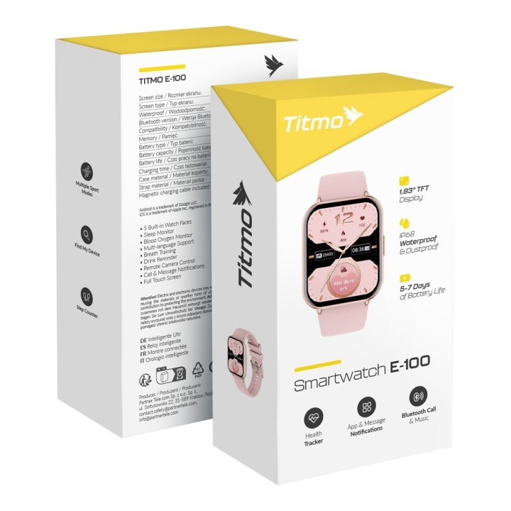 Смарт-годинник TITMO E-100 (TFT, Bluetooth call) рожевий 0INT