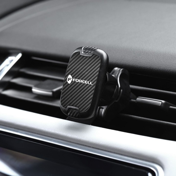 Magnetic car phone holder Forcell F-Grip Carbon H-CT325 for the air vent black