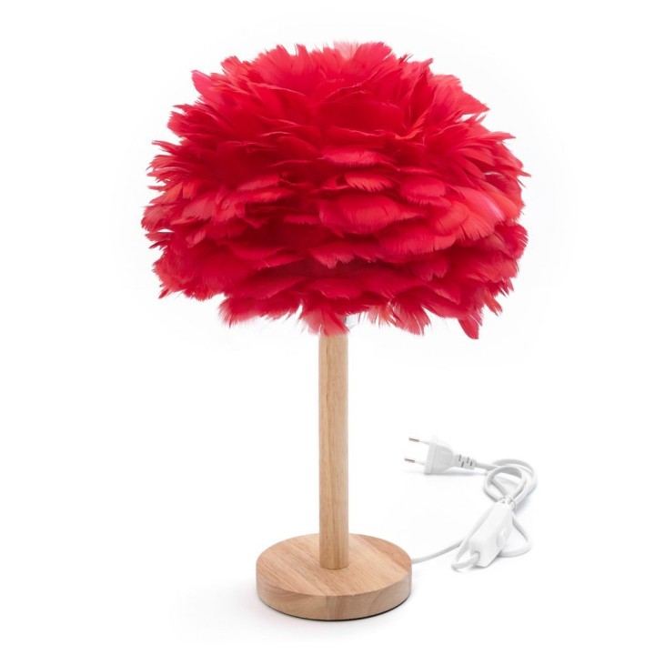 Night light with feather Art Deco red CBDPH