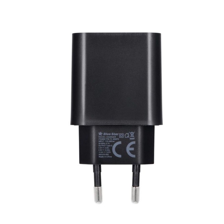 Сетевое зарядное устройство для телефона Blue Star USB C QC3.0 PD 3A 20W + кабель USB-C – USB-C TFB-TC-20WPD черное