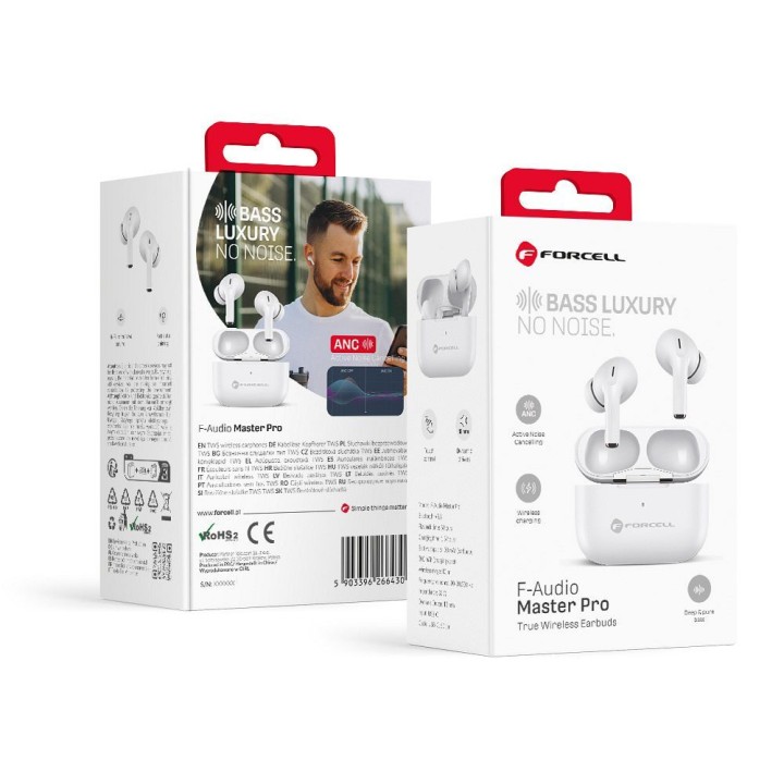 Wireless in-ear headphones Forcell F-Audio Master Pro TWS white 0INT