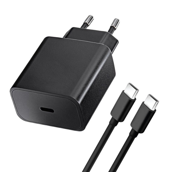 Мережевий зарядний пристрій для телефону Blue Star USB C QC3.0 PD 3A 20W + кабель USB-C – USB-C TFB-TC-20WPD чорний