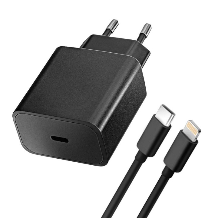 Wall charger for phone Blue Star USB C QC3.0 PD 3A 20W + cable USB C to Lightning TFB-TC-20WPD black