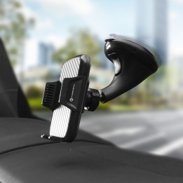 Phone holder for car universal Forcell F-Grip Carbon HT1 for windscreen / dashboard black