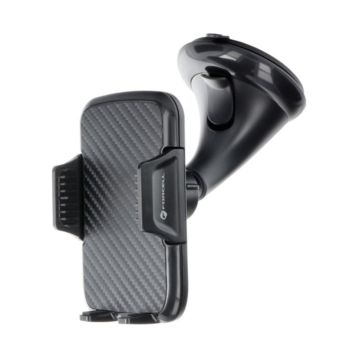 Uchwyt na telefon do samochodu uniwersalny Forcell F-Grip Carbon HT1 do szyby / deski czarny