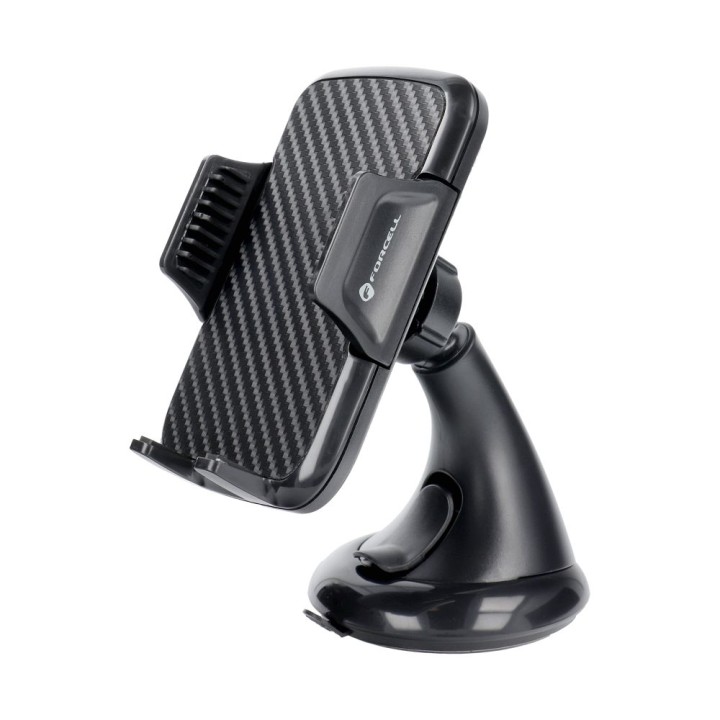 Держатель для телефона для автомобиля универсальный Forcell F-Grip Carbon HT1 для стекла / приборной панели черный