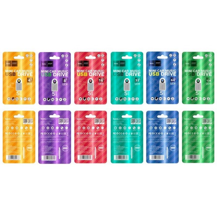Флешка 8GB USB 2.0 (USB A) Hoco mini UD9 серебристая