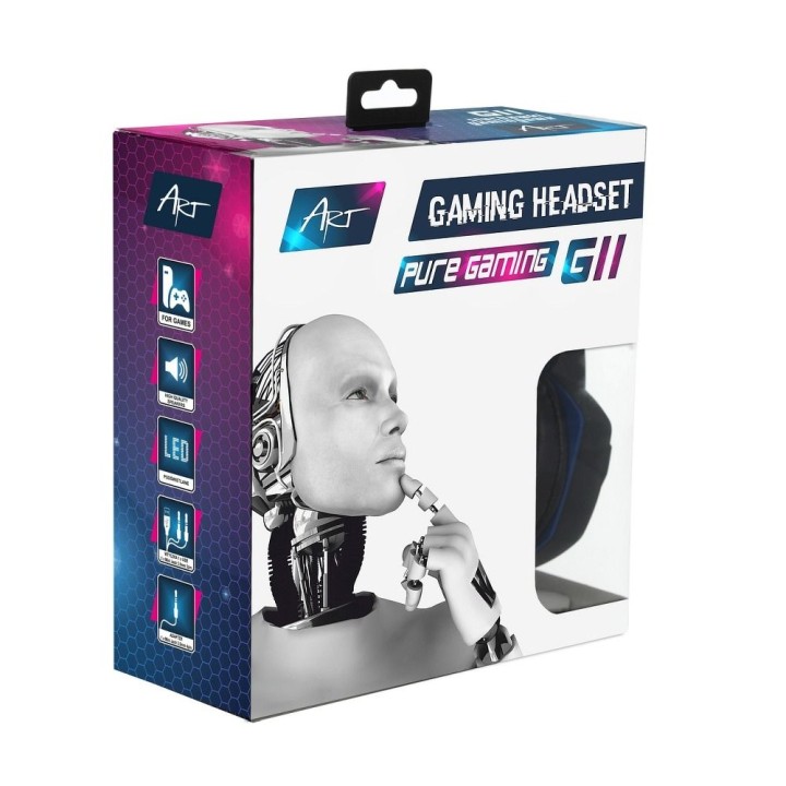 Wired on-ear headphones Jack 3,5 mm / USB A Art gaming with microphone G11 black