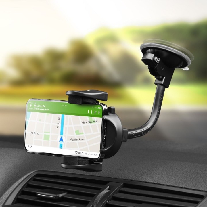 Phone holder for car universal Forcell F-Grip Oval 17 cm for windscreen / dashboard / air vent black