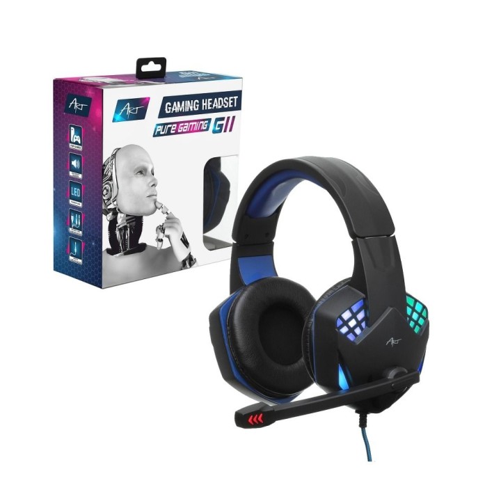 Wired on-ear headphones Jack 3,5 mm / USB A Art gaming with microphone G11 black