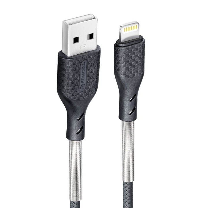 Кабель USB A для Lightning Forcell F-Energy 2,4A 12W Carbon 1 m CB-01A чорний