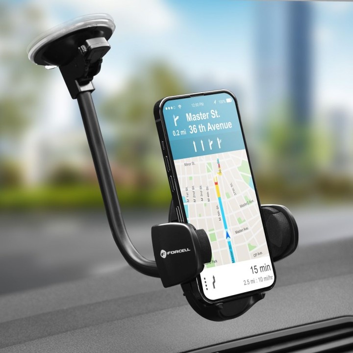 Тримач для телефону для автомобіля універсальний Forcell F-Grip Oval 27 cm для скла / приладової панелі / решітки чорний