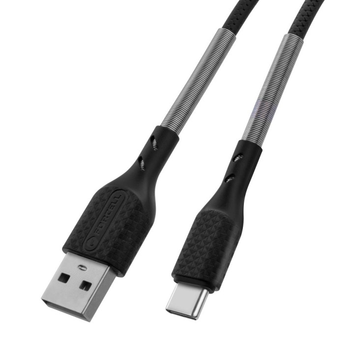 Cable USB A to USB C Forcell F-Energy QC4.0 5A 60W Carbon 1 m CB-02A black