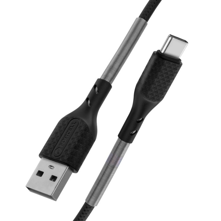 Кабель USB-A – USB-C Forcell F-Energy QC4.0 5A 60W Carbon 1 m CB-02A чорний