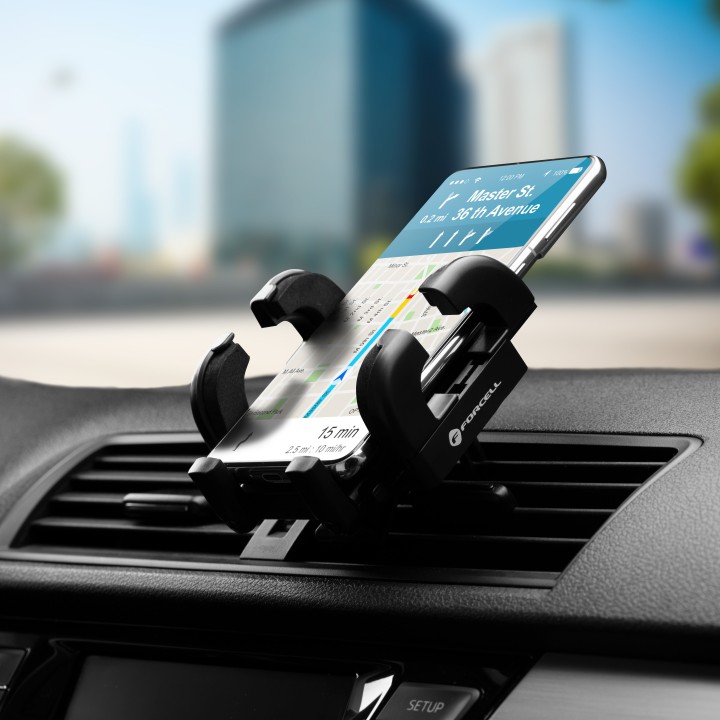 Універсальний автомобільний тримач для телефону Forcell F-Grip Regular на решітку чорний