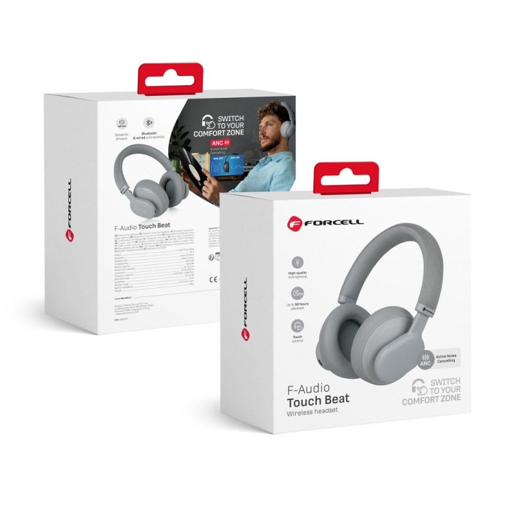 Wireless on-ear headphones Forcell F-Audio Touch Beat ANC grey