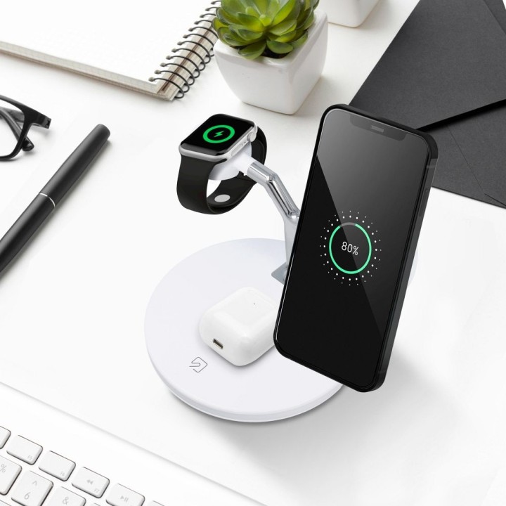 Wireless charger Qi 3-in-1 25W X970 compatible with MagSafe white.