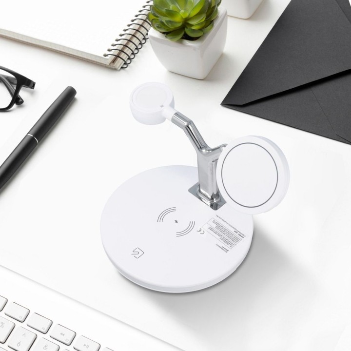 Wireless charger Qi 3-in-1 25W X970 compatible with MagSafe white.