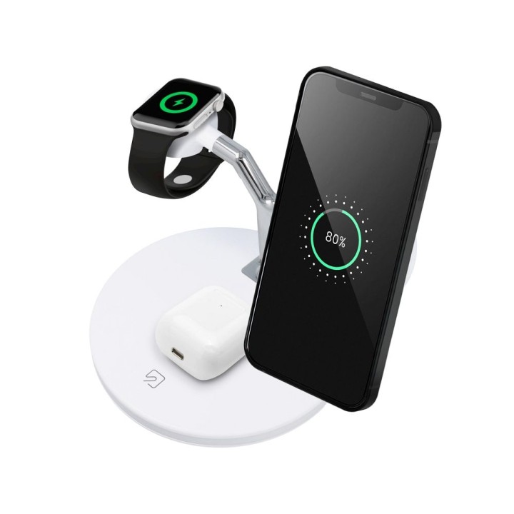 Бездротовий зарядний пристрій Qi 3 в 1 25W X970, сумісний з MagSafe, білий.