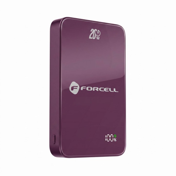 Powerbank zgodny z MagSafe Forcell F-Energy SuperSlim F10K8 QC4.0 PD3.0 15W 10000 mAh burgundowy 0INT