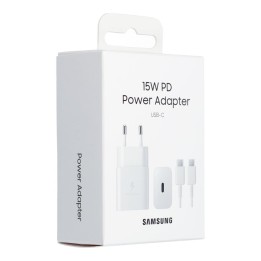 SAMSUNG oryginalna ładowarka sieciowa Typ C + kabel Typ C do Typ C PD 3A 15W EP-T1510XWEGEU biała blister