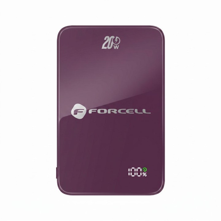 Повербанк сумісний з MagSafe Forcell F-Energy SuperSlim F10K8 QC4.0 PD3.0 15W 10000 mAh бордовий 0INT