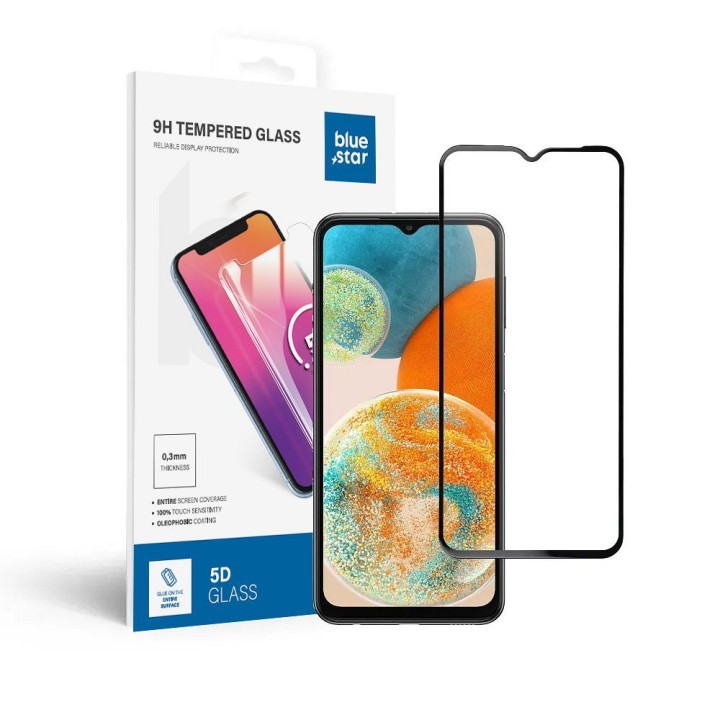 Tempered glass 5D for Samsung A23 5G (full glue / case friendly) Blue Star black