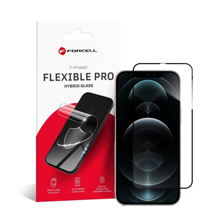 Гибридное стекло для iPhone XS MAX / 11 PRO MAX Forcell Flexible 5D черное