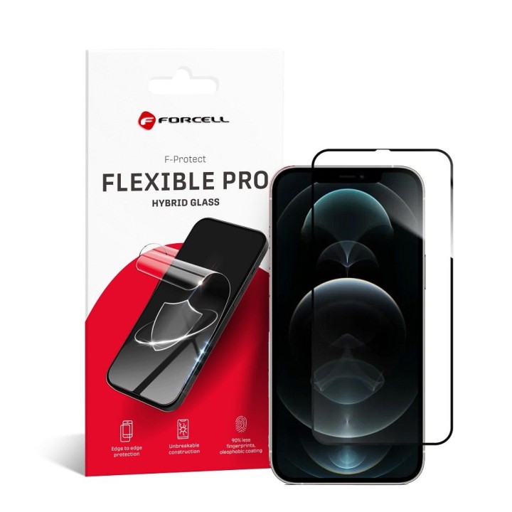 Скло гібридне для iPhone 12 PRO MAX Forcell Flexible 5D чорне