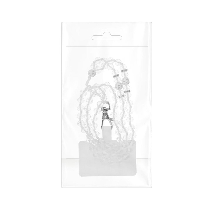 Ремінець для телефону, підвіска для телефону - CRYSTAL DIAMON / довжина шнура 74cm (37cm у петлі) / на шию - білий