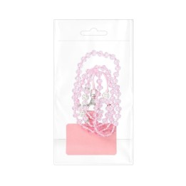 Phone lanyard, charm for phone - CRYSTAL DIAMON / cord length 74cm (37cm in a loop) / neck - light pink