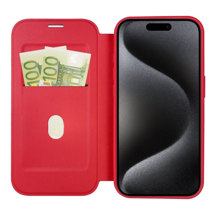 Flip case for iPhone 15 PRO Smart Mag MagSafe compatible red