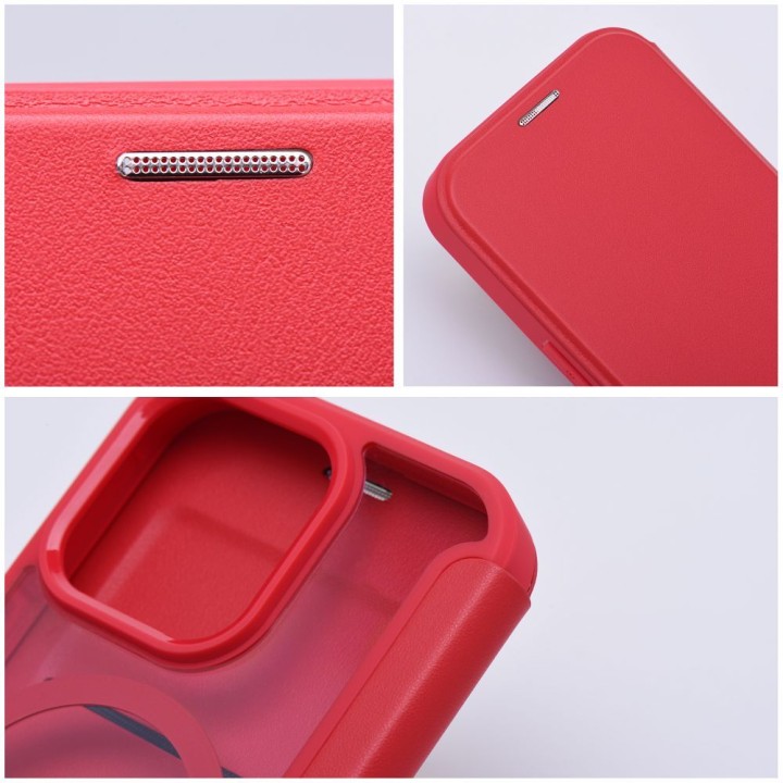 Flip case for iPhone 15 PRO Smart Mag MagSafe compatible red