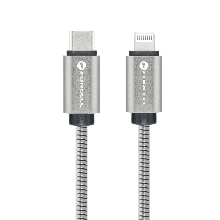 Кабель USB-C – Lightning Forcell F-Energy PD 3A 27W Металл 1 m C238 серебристый