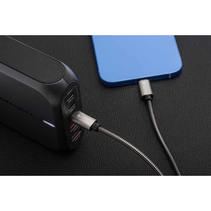 Кабель USB-C – Lightning Forcell F-Energy PD 3A 27W Метал 1 m C238 сріблястий