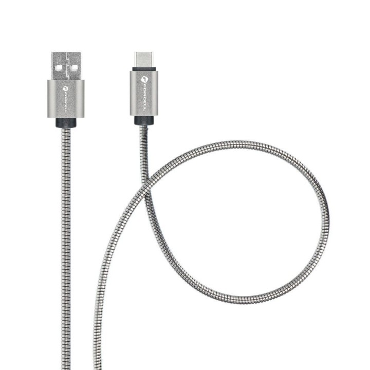 Кабель USB A — USB C Forcell F-Energy QC3.0 66W Metal 1 m C234 серебристый